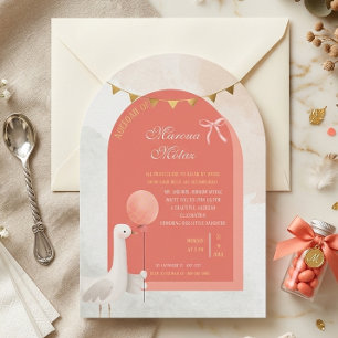 Invitation Aqiqah modifiable pour bébé fille   Arc Forme Mign