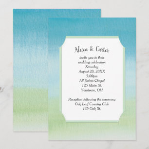 Invitation Aqua Aquarelle Et Mariage Vert