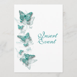 Invitation aqua blanc mariage fiançailles anniversaire