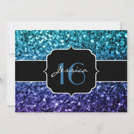 Invitation Aqua bleu Ombre parties scintillant scintille Swee