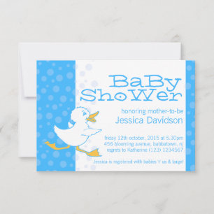 Invitation aqua bleu pour baby shower canard migno