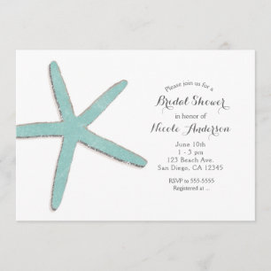 Invitation Aqua Bleu Turquoise Étoile de Mer Blanc Réception 
