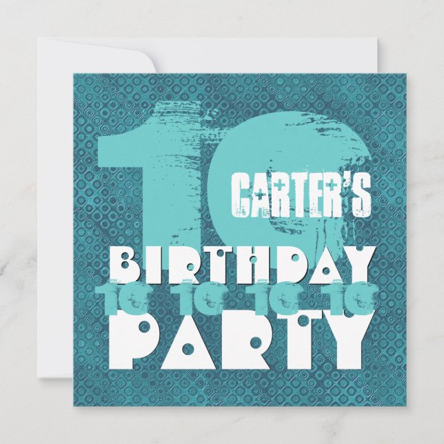 Invitation AQUA BLUE 10e anniversaire Fête 10 ans V02A9 (Devant)