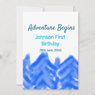 Invitation Aqua blue Adventure commence 1er anniversaire mont