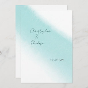 Invitation Aqua Blue Calligraphy Aquarelle Enregistrer la dat