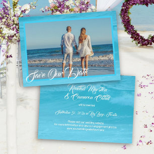 Invitation Aqua Blue Enregistrer la date Côte Enregistrer la