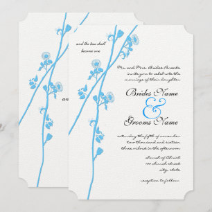 Invitation Aqua Blue Fleur sauvage Branche Mariage rustique