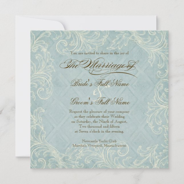 Invitation Aqua Blue Hydrangea Swirl Floral Flower Mariage (Devant)