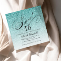 Aqua Blue Ombre Glam Parties scintillant Sweet 16 