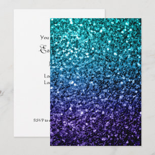 Invitation Aqua blue Ombre parties scintillant scintillants P
