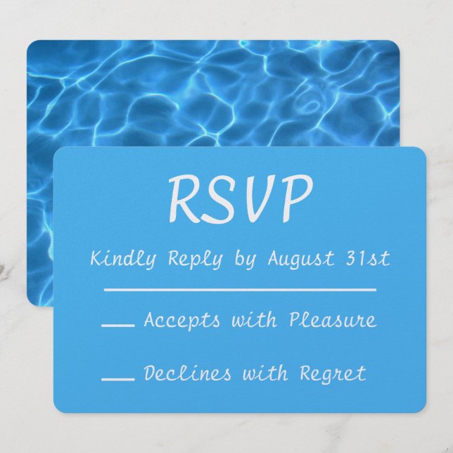 Invitation Aqua Blue Piscine Photo RSVP (Devant / Derrière)