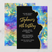Aqua Blue violet feu Opal Gold Glam 80e anniversai