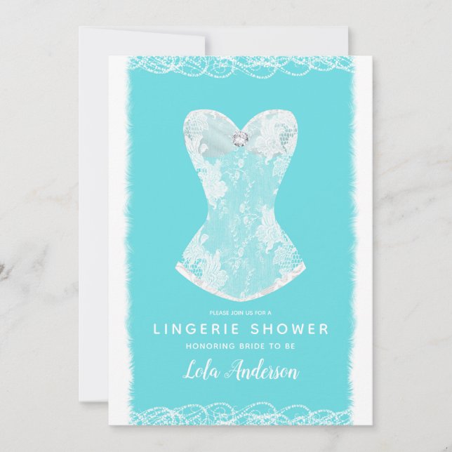 Invitation Aqua Blue & White Holiday Lingerie ShowParty (Devant)