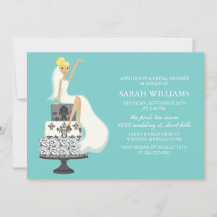 Invitation Aqua Bride sur Mariage Cake