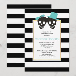 Invitation Aqua crânes et rayures douche mariage nuptiale