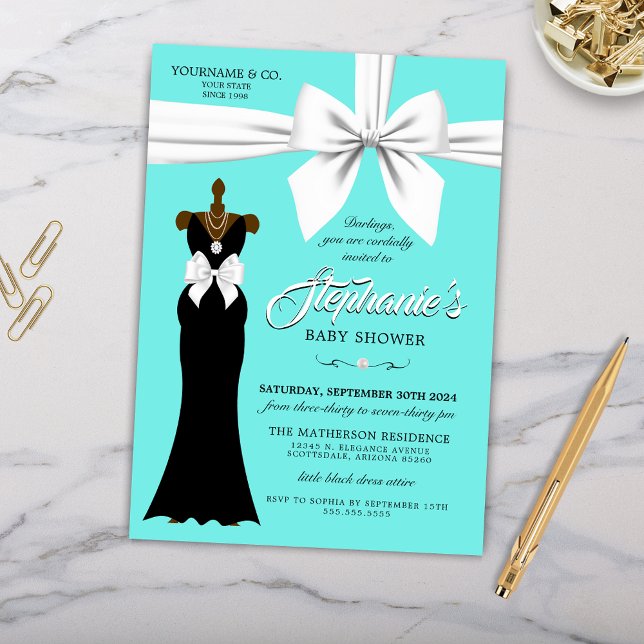 Invitation Aqua Elegant Ethnic Girly Baby shower Tiffany (Formal Baby Shower with Elegant Tiffany Theme Invitation for Ethnic Princess Queen Celebration)