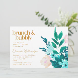Invitation Aqua Emerald Green Aquarelle Fête des mariées flor