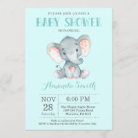 Aqua et gris d'invitation de baby shower