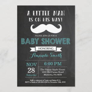 Invitation Aqua et gris d'invitation de baby shower de