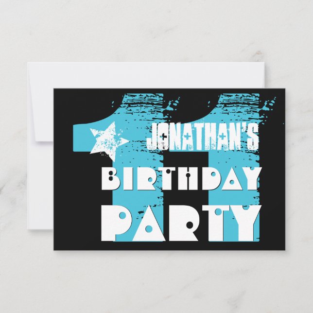 Invitation AQUA et NOIR 11e fête d'anniversaire 11 ans V07 (Devant)