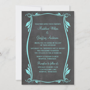 Invitation Aqua Flourish Chalkboard Mariage