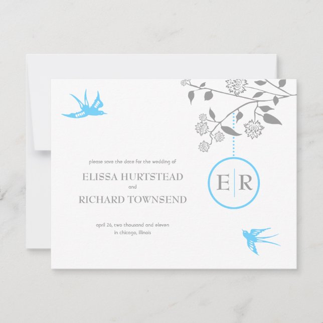 Invitation Aqua Marigold Enregistrer la date Annonces (Devant)