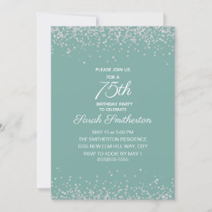 Invitation Aqua Mint Silver Diamond Parties scintillant 75e a