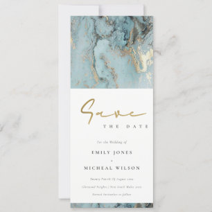 INVITATION AQUA MODERNE DUSKY BLUE GOLD AGATE ENREGISTRER LA 