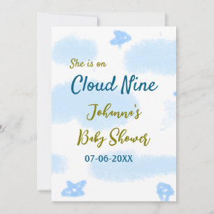 Invitation Aqua or elle est sur le nuage neuf baby showers nu