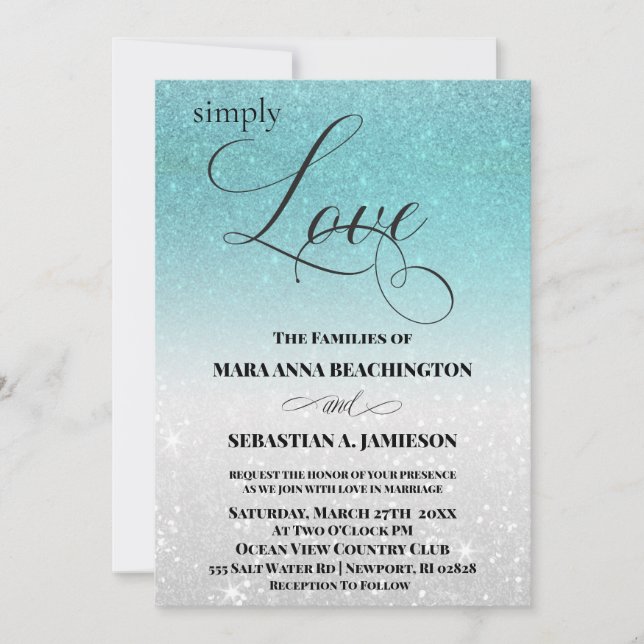 Invitation *~* Aqua Parties scintillant Plage Destination Mar (Devant)