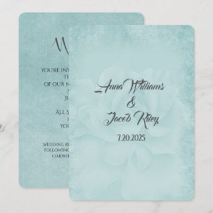 Invitation aqua pastel rose mariage arrière - plan