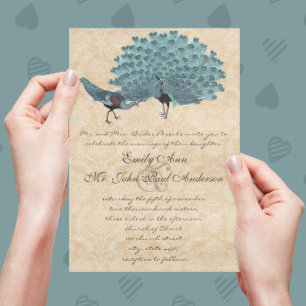 Invitation Aqua Peacocks Vous Choisissez La Couleur De Fond