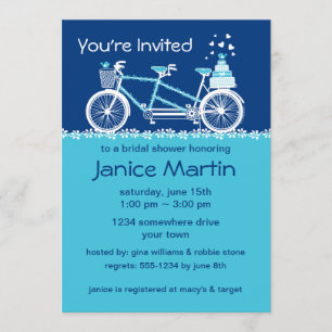 Invitation Aqua personnalisé à bicyclette Tandem