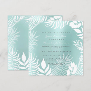 Invitation Aqua Tiffany Parties scintillant en métal Tropic B