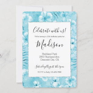Invitation Aqua tropical Orchidées blanches Hibiscus Floral