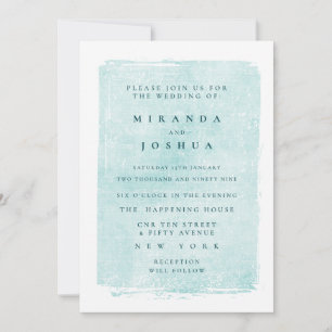 Invitation Aqua Turquoise Grunge Casual Abîmé