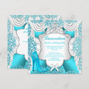 Invitation Aqua Turquoise hauts talons Princesse Quinceanera 