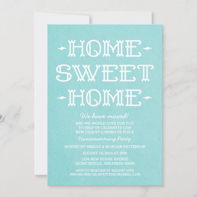 Invitation Aqua Whimsical Sweet Home Fête de réchauffement mé (Devant)