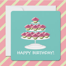 Aqua White Et Rose Cupcake Tower Joyeux Anniversai