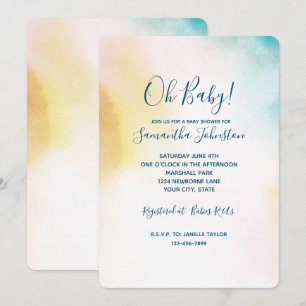 Invitation Aqua Yellow Gold Blush Tie Dye Ombre