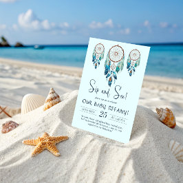 Invitation Aquamarine Aquarelle Dreamcatcher Sip and See