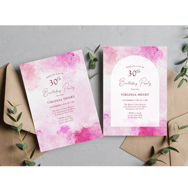 Invitation Aquarelle 30e anniversaire (Créateur téléchargé)