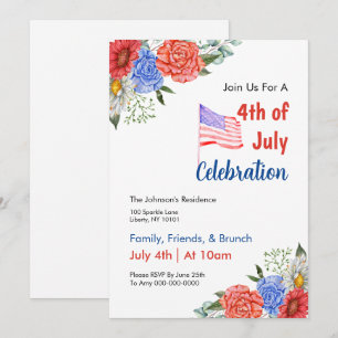 Invitation Aquarelle 4 juillet Brunch
