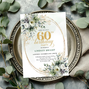 Invitation aquarelle 60e anniversaire Boho verte