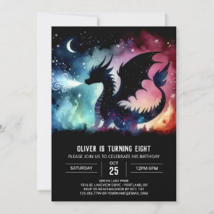 Invitation Aquarelle à ailes Dragon Anniversaire personnalisa