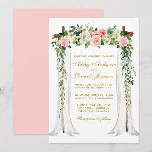 Invitation Aquarelle à canopée mariage Floral Rose Gold
