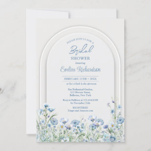 Invitation Aquarelle à la mode bleu fleur sauvage arche de sa