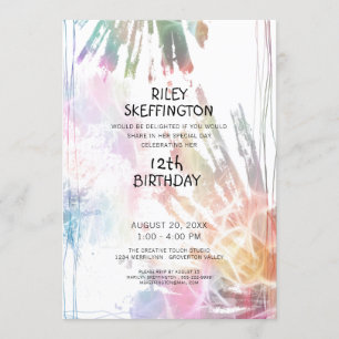 Invitation Aquarelle Abstraite 12e anniversaire Planche créat