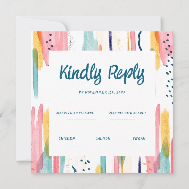 Invitation Aquarelle Abstraite couleur de la brosse Mariage R (Devant)