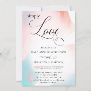 Invitation *~* Aquarelle Abstraite douce Coral Aqua Mariage